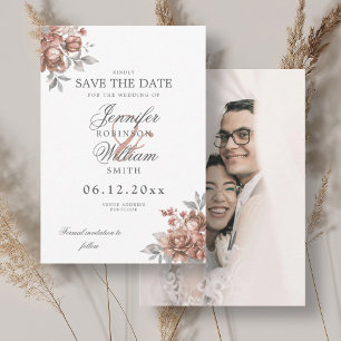 Hochzeit Roségold Rustikale Blumen Foto Speicherda Save The Date