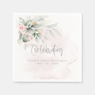 Hochzeit   Rosen und blasse Eukalyptus Serviette