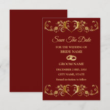 Hochzeit Rot Golden Geometrisches Muster Elegant