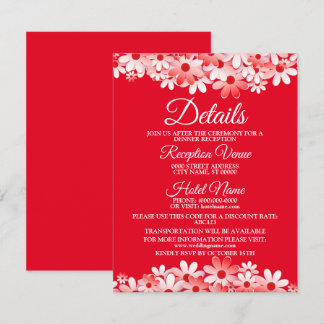 Hochzeit Rot Weiß Florales Detail Einlage  Begleitkarte