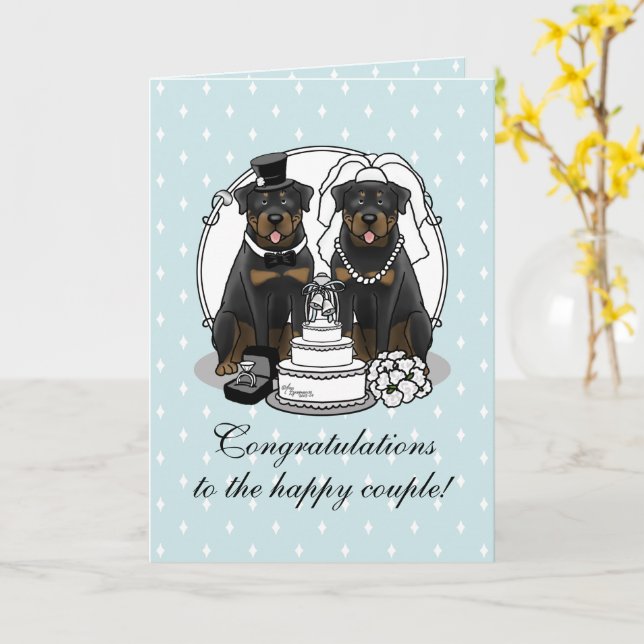 Hochzeit Rottweilers - Niedlicher Cartoon eines lä Karte (Gelbe Blume)