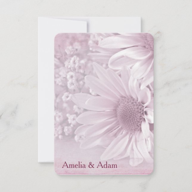 Hochzeit RSVP blush daisy Bouquet Karte (Vorderseite)