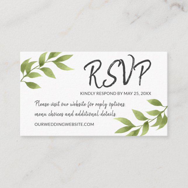 Hochzeit RSVP Botanisches Wasserfarben Willow Wrea Begleitkarte (Vorderseite)