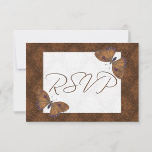 Hochzeit RSVP Butterfly Brocade braun Karte