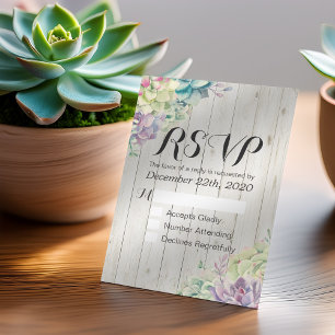 Hochzeit RSVP Chic Watercolor Sukkulent rustikales Karte