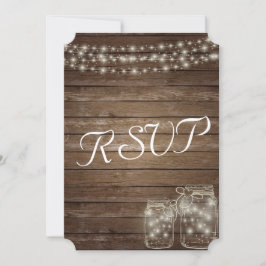 Hochzeit RSVP Elegant Rustic Mason Jar Lights Karte