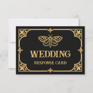 Hochzeit-RSVP-Karte im viktorianischen Motten-Goti RSVP Karte