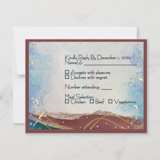 Hochzeit-RSVP-Karte in Navy Silber Gold RSVP Karte