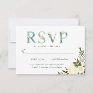 Hochzeit-RSVP-Karte mit floraler Typografie und Gr RSVP Karte