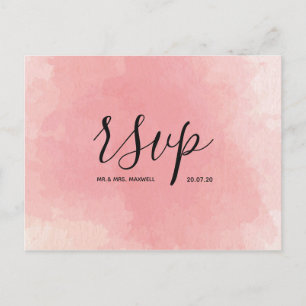 Hochzeit RSVP-Karte Rosa Wasserfarbe Schrift Postk Einladungspostkarte