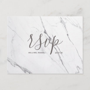 Hochzeit-Rsvp-Karte   White Rose Gold Marmor Schri Einladungspostkarte