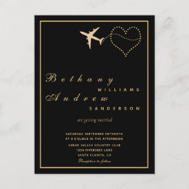 Hochzeit RSVP l Einladung Black Gold All in One Postkarte