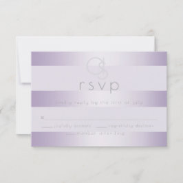 Hochzeit RSVP | Lilac Shimmer Stripes Monogramm Karte