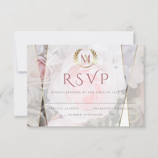 Hochzeit RSVP | Modernes geometrisches Rosa (Vorderseite)