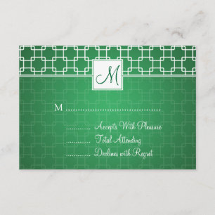 Hochzeit RSVP Monogram Trellis Muster Green Karte