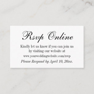 Hochzeit RSVP Online einfach elegant Schwarz und W Begleitkarte