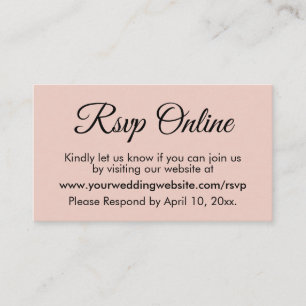 Hochzeit RSVP Online Elegant Einfaches Erröten Begleitkarte