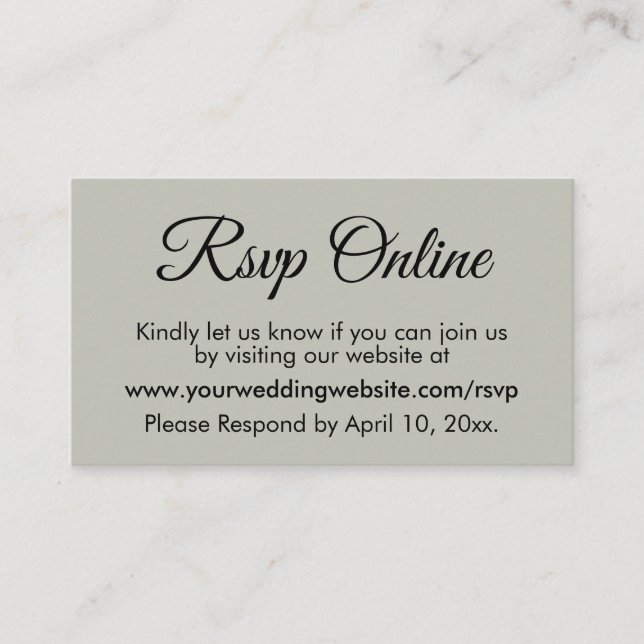 Hochzeit RSVP Online Elegant Simple Sage Green Begleitkarte (Vorderseite)