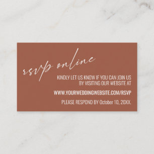 Hochzeit RSVP Online Zeitgenössische Terrakotta Begleitkarte