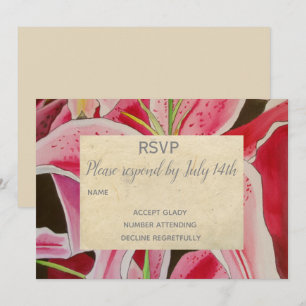 Hochzeit RSVP Pink Lilien Blume Kunst rustikal Einladung