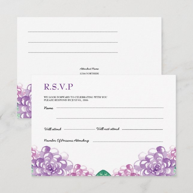 Hochzeit RSVP PostCard Einladung (Vorne/Hinten)