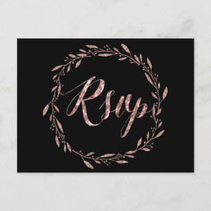 Hochzeit RSVP Postkarten Rose Gold Folie Kranz Sch