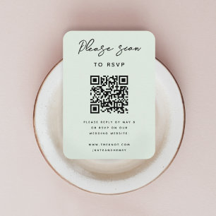 Hochzeit RSVP   QR Code Modernes Minimal-Sage Gree Begleitkarte