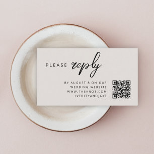 Hochzeit RSVP   QR-Code Natürliche Minimalistisch Begleitkarte