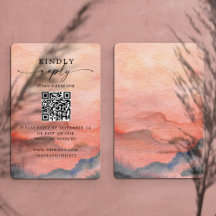 Hochzeit RSVP QR Code Sunset Mountain