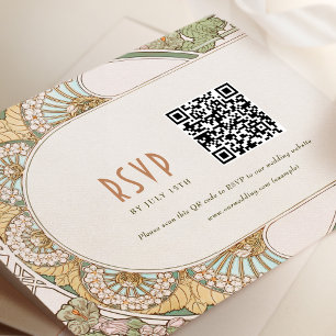 Hochzeit RSVP QR Code Vintag Art Nouveau Mucha Einladung