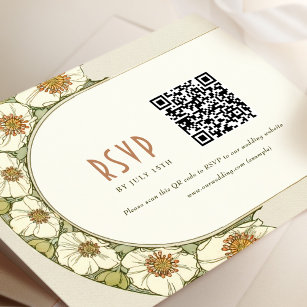 Hochzeit RSVP QR Code Vintag Art Nouveau Mucha Einladung