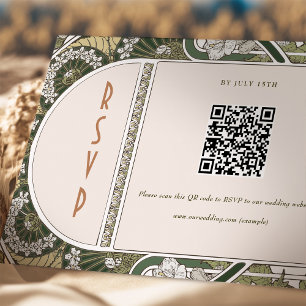 Hochzeit RSVP QR Code Vintag Art Nouveau Mucha Einladung