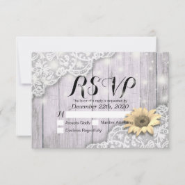 Hochzeit RSVP Reply Lace Sunflower Barn Wood Light