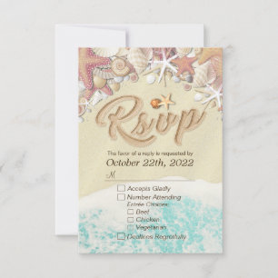 Hochzeit RSVP Reply Summer Beach Starfish Seashell Karte