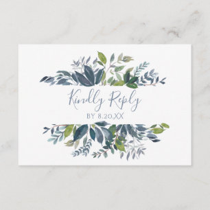 Hochzeit RSVP Response Card Greenerity - Dusty Blu Karte