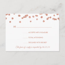 Hochzeit RSVP Rose Gold Glitzer Confetti Navy Blue