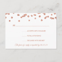 Hochzeit RSVP Rose Gold Glitzer Confetti White