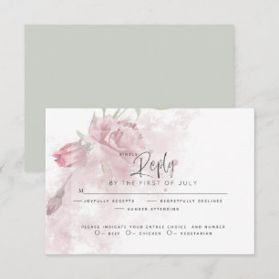 Hochzeit RSVP Rustikale Wasserfarbe Rosa Rose Karte