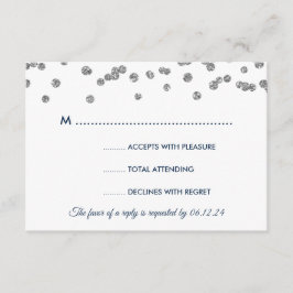 Hochzeit RSVP Silver Imitate Glitzer Confetti Navy