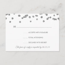 Hochzeit RSVP Silver Imitats Glitzer Confetti