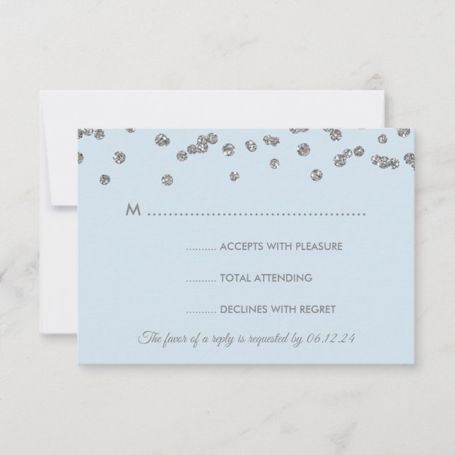 Hochzeit RSVP Silver Imitats Glitzer Confetti Ice  (Vorderseite)