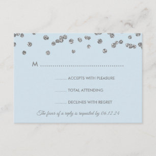 Hochzeit RSVP Silver Imitats Glitzer Confetti Ice Karte