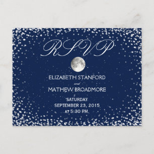 Hochzeit RSVP   Starry Night Moon Postkarte