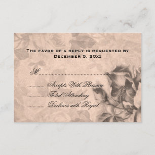 Hochzeit RSVP Vintage Rose Sepia Karte