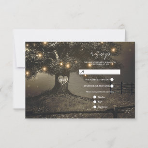 Hochzeit RSVP Vintage Rustic Tree & Nachtlichter Karte