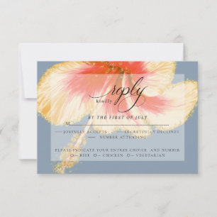Hochzeit RSVP   Wasserfarbener Hibiskus Blume Karte
