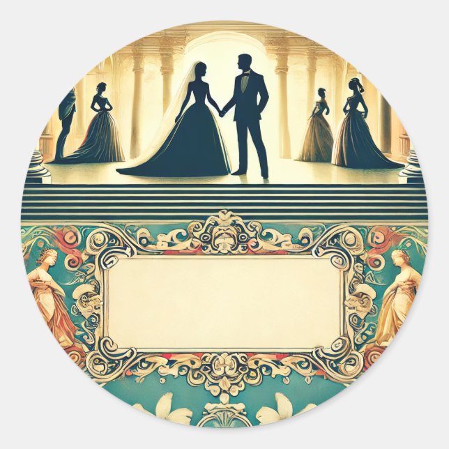 Hochzeit Runder Aufkleber (Vorderseite)