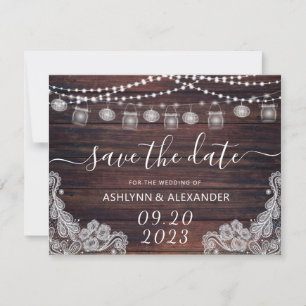 Hochzeit rustikal Holz Mason Jar Lights SAVE THE D Date