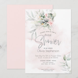 Hochzeit   Rustikaler Blumengarten Blassrosa Einladung