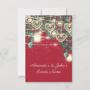 Hochzeit Rustikales Holz Gold Red Jubiläum Einladung